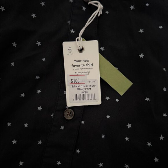 Marine Layer Starry Print Relaxed Fit Long Sleeve Shirt Black Large button down - Picture 6 of 16